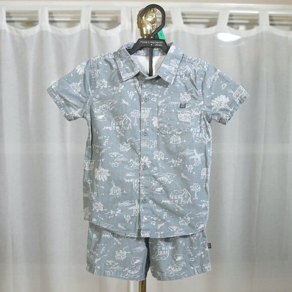 Gerber Modern Moments Blue Farm Toile Stripe 2-Piece Set - Picture 1 of 8